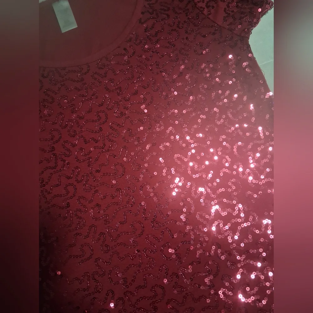 Sequin Red Women's Top - Picture 3 of 5